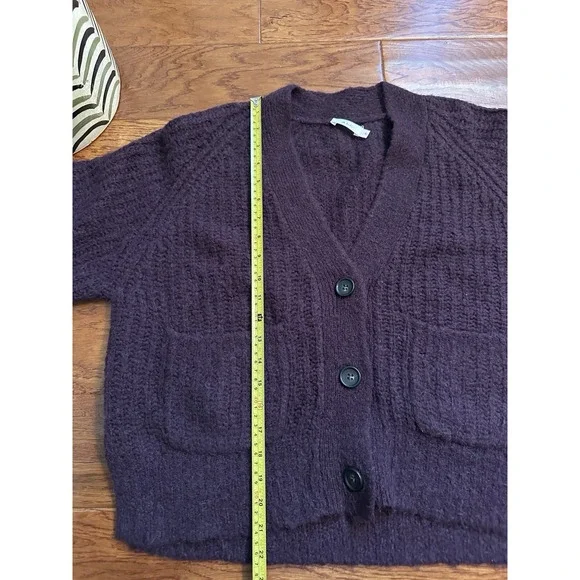 A.L.C. Burgundy Cleveland V-Neck Ribbed-Knit Cardigan Size M Retail$325 - Picture 8 of 16
